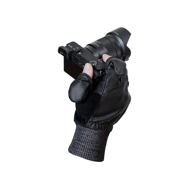 VALLERRET LEATHER PHOTOGRAPHY GLOVE BLACK L