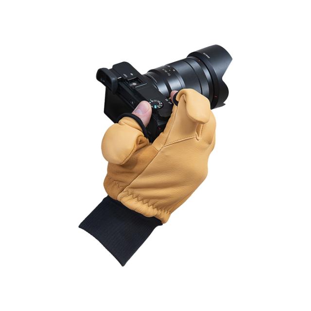 VALLERRET LEATHER PHOTOGRAPHY GLOVE NATURAL S