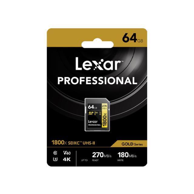 LEXAR SD 64GB U3 V60 UHS-II R270/W180